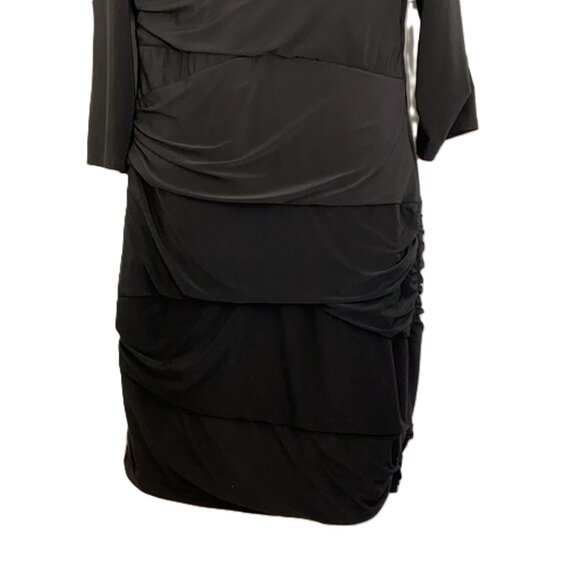Bisou Bisou Womens Black Drapped Midi V-Neck Rouched Dress – Size 6 – Brand New! - Picture 5 of 16